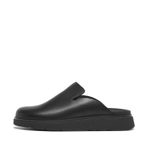 Black FitFlop Gen-Ff Leather Men's Mules | 732DYBKNI