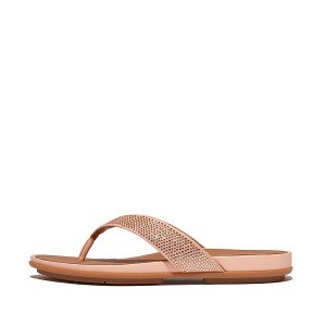 Brown / Beige FitFlop Gracie Crystal Women's Flip Flops | 519DNCOJU