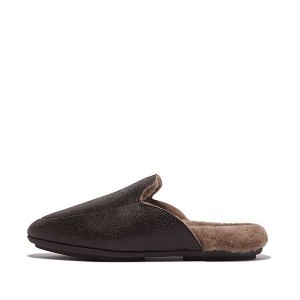 Chocolate FitFlop Gracie Double Faced Shearling Leather Women's Mules | 926PXGADF