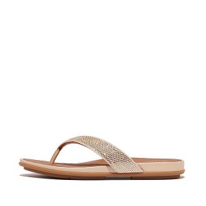 Grey / Beige FitFlop Gracie Crystal Women's Flip Flops | 431KUAWOM