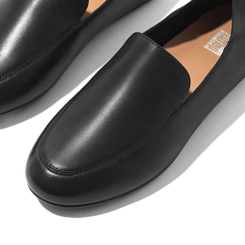 Black FitFlop Allegro Crush Back Leather Loafers Women's Loafers | 351CGWBPQ