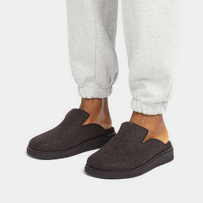 Black FitFlop Gen-Ff E01 Felt Men's Mules | 235NUSWMD