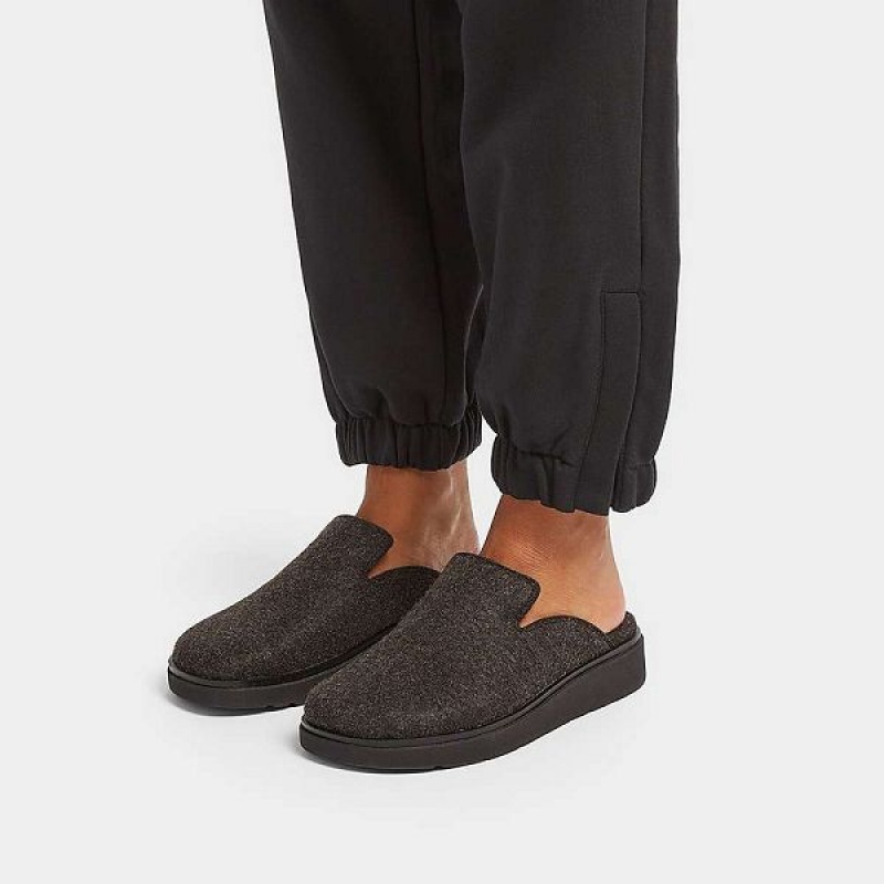 Black FitFlop Gen-Ff E01 Felt Women's Mules | 913UBJRIZ