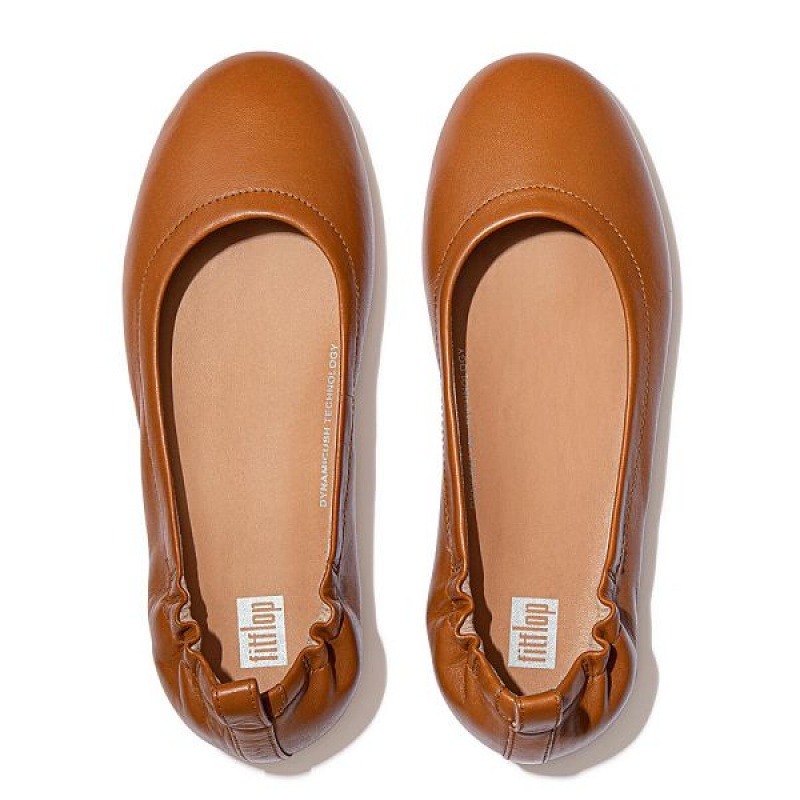 Light Brown FitFlop Allegro Soft Leather Women's Ballet Flats | 126RMBPYD