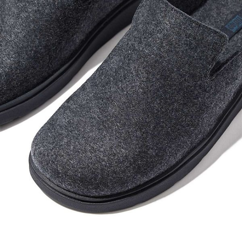 Navy FitFlop Gen-Ff E01 Felt Men's Mules | 291RWVLKT