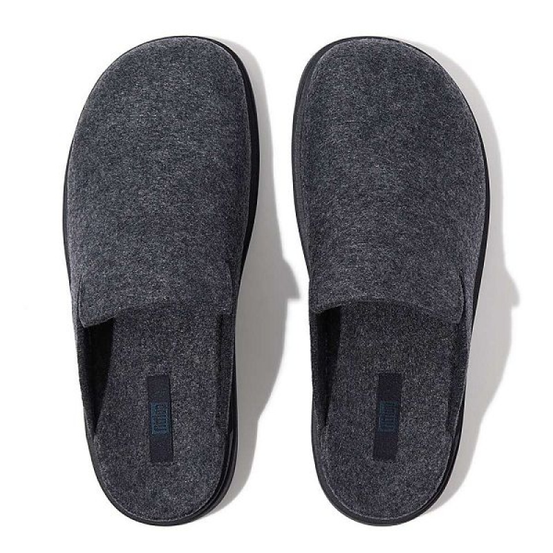 Navy FitFlop Gen-Ff E01 Felt Men's Mules | 291RWVLKT