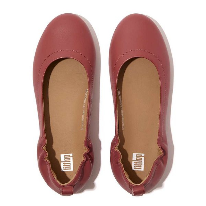 Red FitFlop Allegro Soft Leather Ballet Pumps Women's Ballet Flats | 804SLEUTD